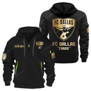 FC Dallas MLS Hoodie Half Zip, All Over Print Hoodie For FC Dallas Fan MLS03061125792 - Black