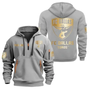 FC Dallas MLS Hoodie Half Zip, All Over Print Hoodie For FC Dallas Fan MLS03061125792 - Gray