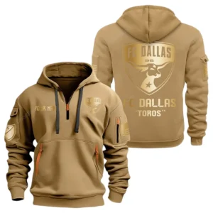 FC Dallas MLS Hoodie Half Zip, All Over Print Hoodie For FC Dallas Fan MLS03061125792 - Khaki