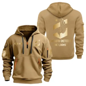 Minnesota United MLS Hoodie Half Zip, All Over Print Hoodie For Minnesota United Fan MLS03061125793 - Khaki
