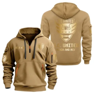 D.C. United MLS Hoodie Half Zip, All Over Print Hoodie For D.C. United Fan MLS03061125798 - Khaki