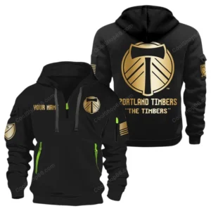 Portland Timbers MLS Hoodie Half Zip, All Over Print Hoodie For Portland Timbers Fan MLS03061125806 - Black