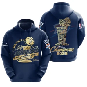 Oklahoma City Thunder 3D Hoodie Champions NBA 2025 NBA105062625706