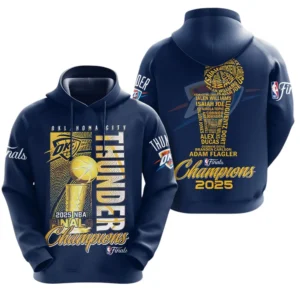 Oklahoma City Thunder 3D Hoodie Champions NBA 2025 NBA105062625712