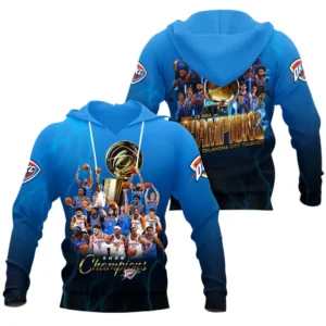 Oklahoma City Thunder 3D Hoodie Champions NBA 2025 NBA105062625721