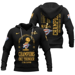 Oklahoma City Thunder 3D Hoodie Champions NBA 2025 NBA105062625722