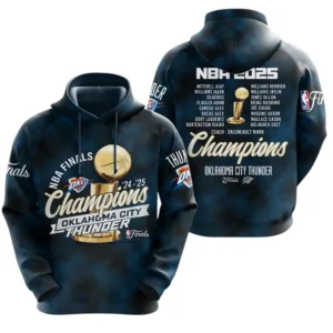 Oklahoma City Thunder 3D Hoodie Champions NBA 2025 NBA105062625727