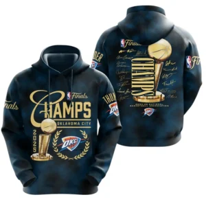 Oklahoma City Thunder 3D Hoodie Champions NBA 2025 NBA105062625734