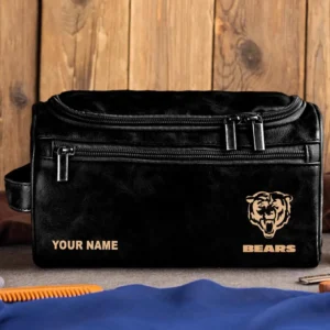 Chicago Bears Leather Toiletry Bag, Gift For Chicago Bears Fan NFL102060625556 - Black