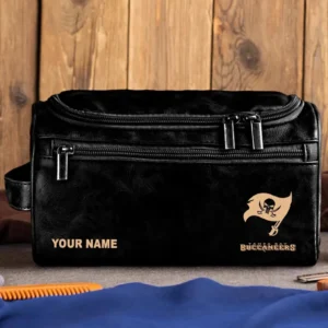 Tampa Bay Buccaneers Leather Toiletry Bag, Gift For Tampa Bay Buccaneers Fan NFL102060625569 - Black