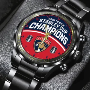 Florida Panthers Black Stainless Steel Watch NHL Stanley Cup Champions 2025 NHL104062725709