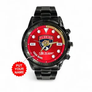Florida Panthers Personalized Black Stainless Steel Watch NHL Stanley Cup Champions 2025 NHL104062725726