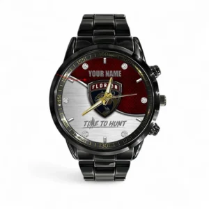 Florida Panthers Personalized Black Stainless Steel Watch NHL Stanley Cup Champions 2025 NHL104062725727