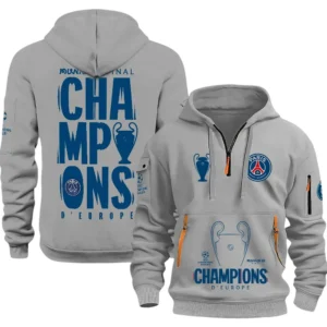 Paris Saint-Germain Hoodie Half Zipper UEFA Champions League 2025 Final PSG97060225333 - Gray