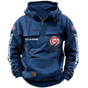 Chicago Cubs Tactical Quarter Zip Hoodie, All Over Print Tactical Quarter Zip Hoodie Chicago Cubs DMLB130722026 - Dark Blue