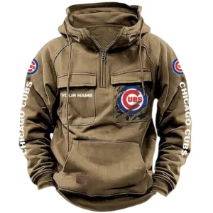 Chicago Cubs Tactical Quarter Zip Hoodie, All Over Print Tactical Quarter Zip Hoodie Chicago Cubs DMLB130722026 - Black