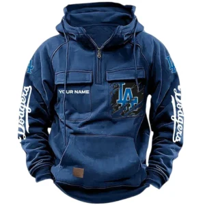 Los Angeles Dodgers Tactical Quarter Zip Hoodie, All Over Print Tactical Quarter Zip Hoodie Los Angeles Dodgers DMLB130722027 - Dark Blue