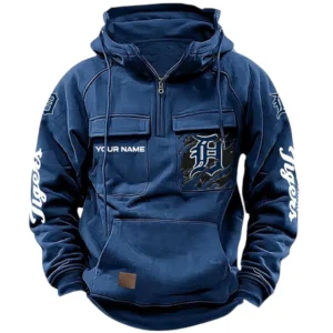 Detroit Tigers Tactical Quarter Zip Hoodie, All Over Print Tactical Quarter Zip Hoodie Detroit Tigers DMLB130722029 - Dark Blue