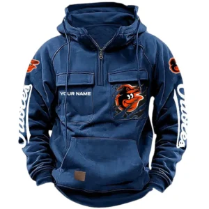 Baltimore Orioles Tactical Quarter Zip Hoodie, All Over Print Tactical Quarter Zip Hoodie Baltimore Orioles DMLB130722031 - Dark Blue