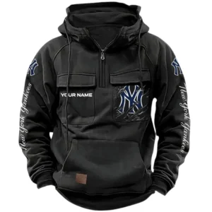 New York Yankees Tactical Quarter Zip Hoodie, All Over Print Tactical Quarter Zip Hoodie New York Yankees DMLB130722032 - khaki