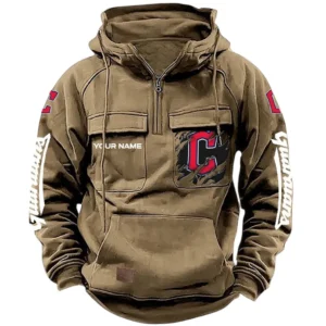 Cleveland Guardians Tactical Quarter Zip Hoodie, All Over Print Tactical Quarter Zip Hoodie Cleveland Guardians DMLB130722034 - Black