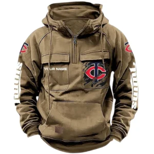 Minnesota Twins Tactical Quarter Zip Hoodie, All Over Print Tactical Quarter Zip Hoodie Minnesota Twins DMLB130722035 - Black