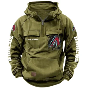 Arizona Diamondbacks Tactical Quarter Zip Hoodie, All Over Print Tactical Quarter Zip Hoodie Arizona Diamondbacks DMLB130722036 - Army Green