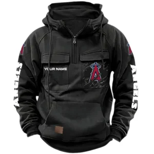 Los Angeles Angels Tactical Quarter Zip Hoodie, All Over Print Tactical Quarter Zip Hoodie Los Angeles Angels DMLB130722037 - khaki
