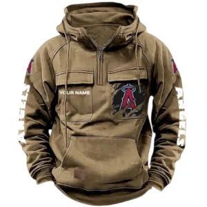 Los Angeles Angels Tactical Quarter Zip Hoodie, All Over Print Tactical Quarter Zip Hoodie Los Angeles Angels DMLB130722037 - Black