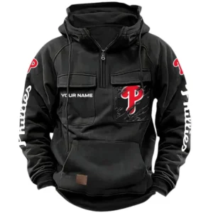 Philadelphia Phillies Tactical Quarter Zip Hoodie, All Over Print Tactical Quarter Zip Hoodie Philadelphia Phillies DMLB130722038 - khaki