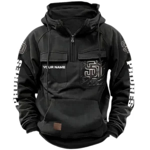 San Diego Padres Tactical Quarter Zip Hoodie, All Over Print Tactical Quarter Zip Hoodie San Diego Padres DMLB130722039 - khaki
