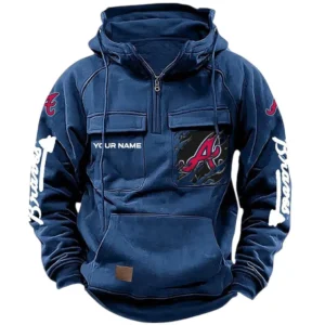 Atlanta Braves Tactical Quarter Zip Hoodie, All Over Print Tactical Quarter Zip Hoodie Atlanta Braves DMLB130722041 - Dark Blue