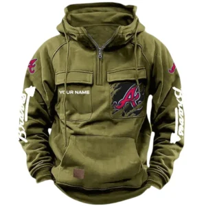 Atlanta Braves Tactical Quarter Zip Hoodie, All Over Print Tactical Quarter Zip Hoodie Atlanta Braves DMLB130722041 - Army Green