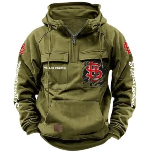 St. Louis Cardinals Tactical Quarter Zip Hoodie, All Over Print Tactical Quarter Zip Hoodie St. Louis Cardinals DMLB130722043 - Army Green