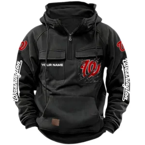 Washington Nationals Tactical Quarter Zip Hoodie, All Over Print Tactical Quarter Zip Hoodie Washington Nationals DMLB130722045 - khaki