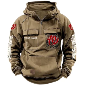 Washington Nationals Tactical Quarter Zip Hoodie, All Over Print Tactical Quarter Zip Hoodie Washington Nationals DMLB130722045 - Black