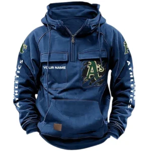 Athletics Tactical Quarter Zip Hoodie, All Over Print Tactical Quarter Zip Hoodie Athletics DMLB130722047 - Dark Blue