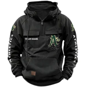 Athletics Tactical Quarter Zip Hoodie, All Over Print Tactical Quarter Zip Hoodie Athletics DMLB130722047 - khaki