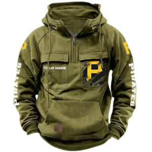 Pittsburgh Pirates Tactical Quarter Zip Hoodie, All Over Print Tactical Quarter Zip Hoodie Pittsburgh Pirates DMLB130722048 - Army Green