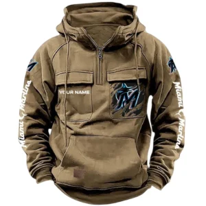 Miami Marlins Tactical Quarter Zip Hoodie, All Over Print Tactical Quarter Zip Hoodie Miami Marlins DMLB130722049 - Black