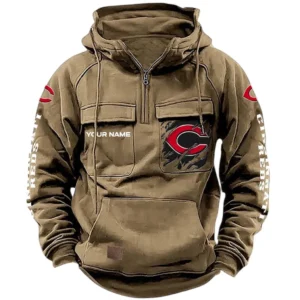 Cincinnati Reds Tactical Quarter Zip Hoodie, All Over Print Tactical Quarter Zip Hoodie Cincinnati Reds DMLB130722050 - Black