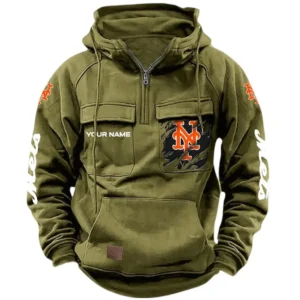 New York Mets Tactical Quarter Zip Hoodie, All Over Print Tactical Quarter Zip Hoodie New York Mets DMLB130722053 - Army Green