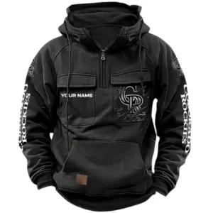 Colorado Rockies Tactical Quarter Zip Hoodie, All Over Print Tactical Quarter Zip Hoodie Colorado Rockies DMLB130722054 - khaki