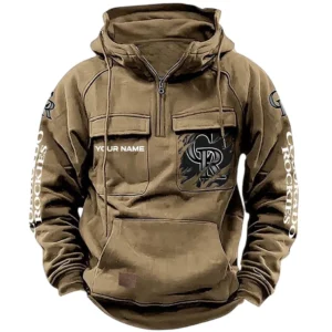 Colorado Rockies Tactical Quarter Zip Hoodie, All Over Print Tactical Quarter Zip Hoodie Colorado Rockies DMLB130722054 - Black
