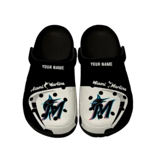 Miami Marlins Crocs, All Over Print Crocs Miami Marlins DMLB138732032 - Black