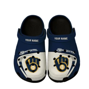 Milwaukee Brewers Crocs, All Over Print Crocs Milwaukee Brewers DMLB138732041 - Black