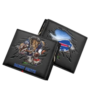Buffalo Bills Horizontal Leather Wallet, All Over Print Horizontal Leather Wallet Buffalo Bills DNFL114732026 - Black