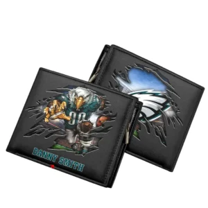 Philadelphia Eagles Horizontal Leather Wallet, All Over Print Horizontal Leather Wallet Philadelphia Eagles DNFL114732027 - Black