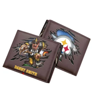 Pittsburgh Steelers Horizontal Leather Wallet, All Over Print Horizontal Leather Wallet Pittsburgh Steelers DNFL114732029 - Brown