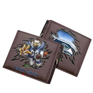 Seattle seahawks Horizontal Leather Wallet, All Over Print Horizontal Leather Wallet Seattle seahawks DNFL114732031 - Brown